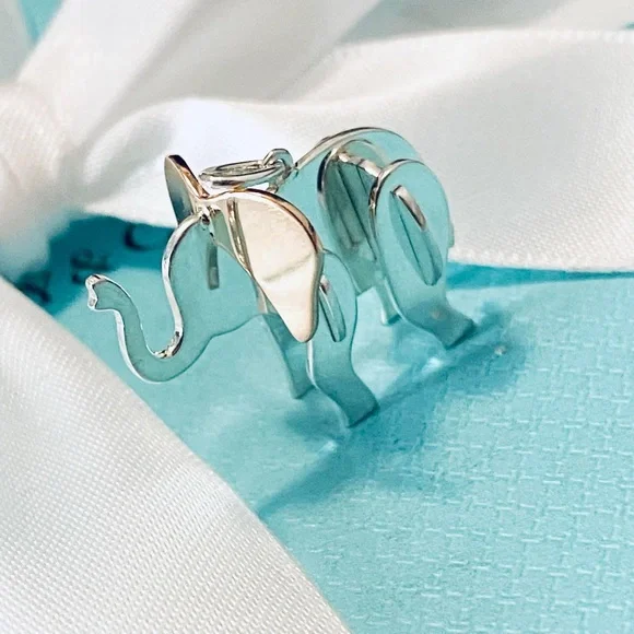 RARE Tiffany Two-Tone Save the Wild Elephant Charm - Picture 2 of 3